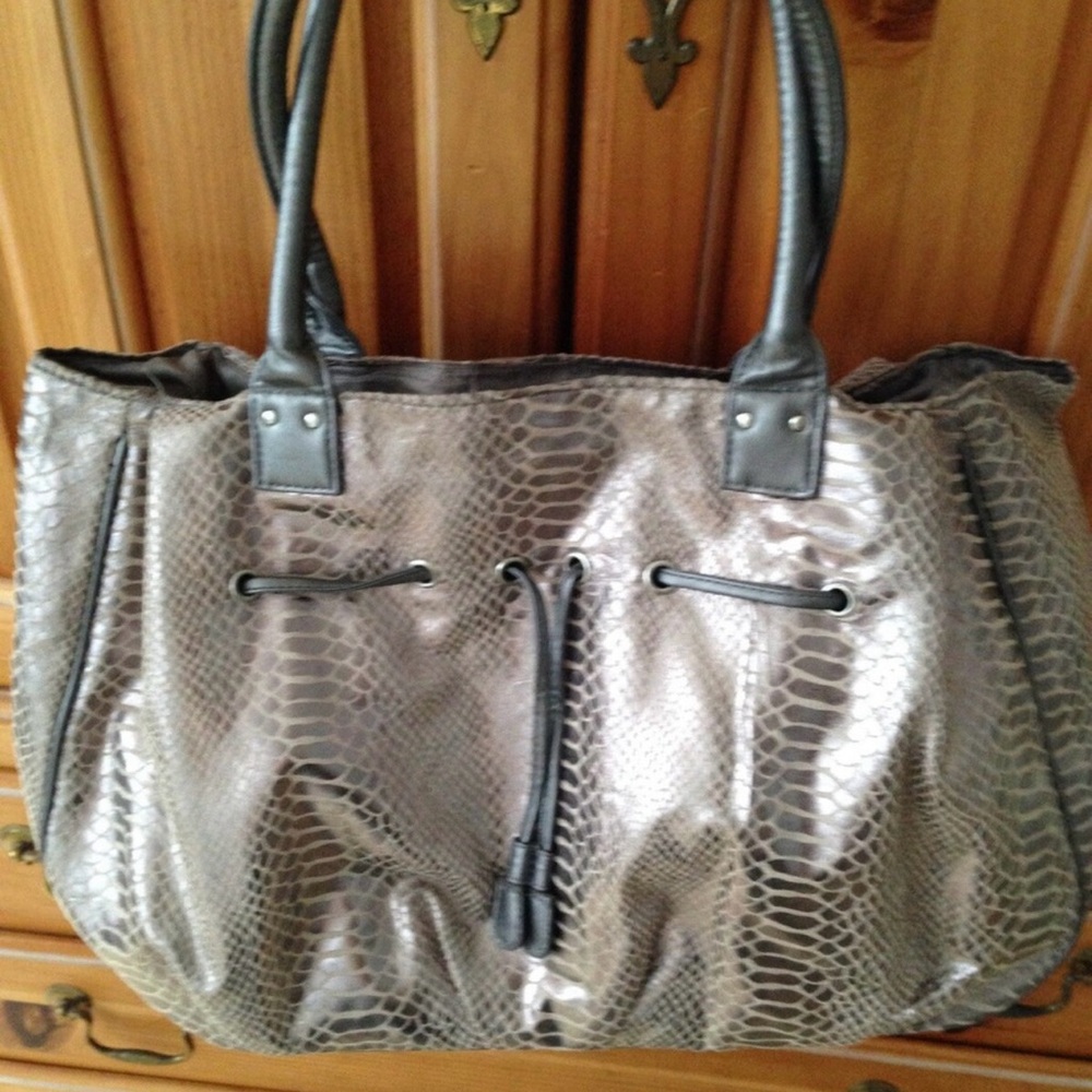 Rihanna Metallic Snake Print Tote